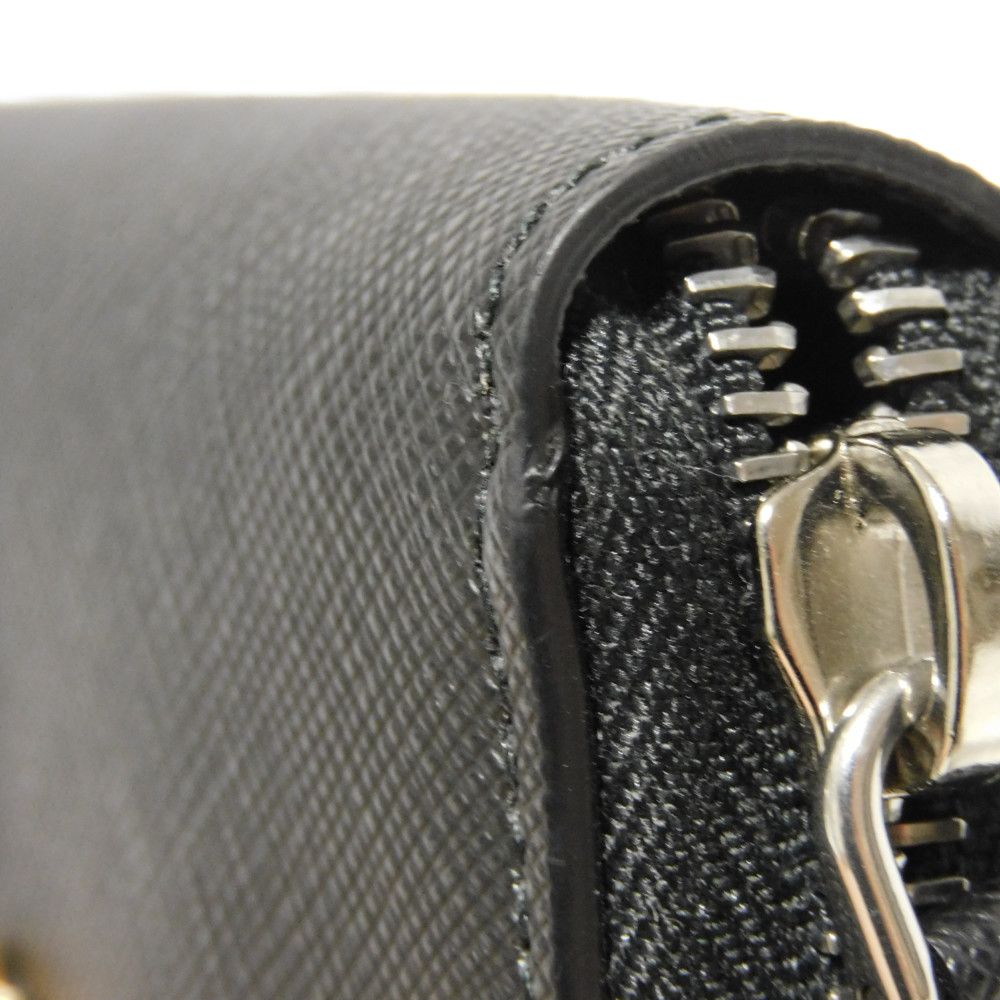 PRADA Long Wallet Purse Safiano leather (stamped) Nero logo Saffiano Robot Zip-Around Wallet