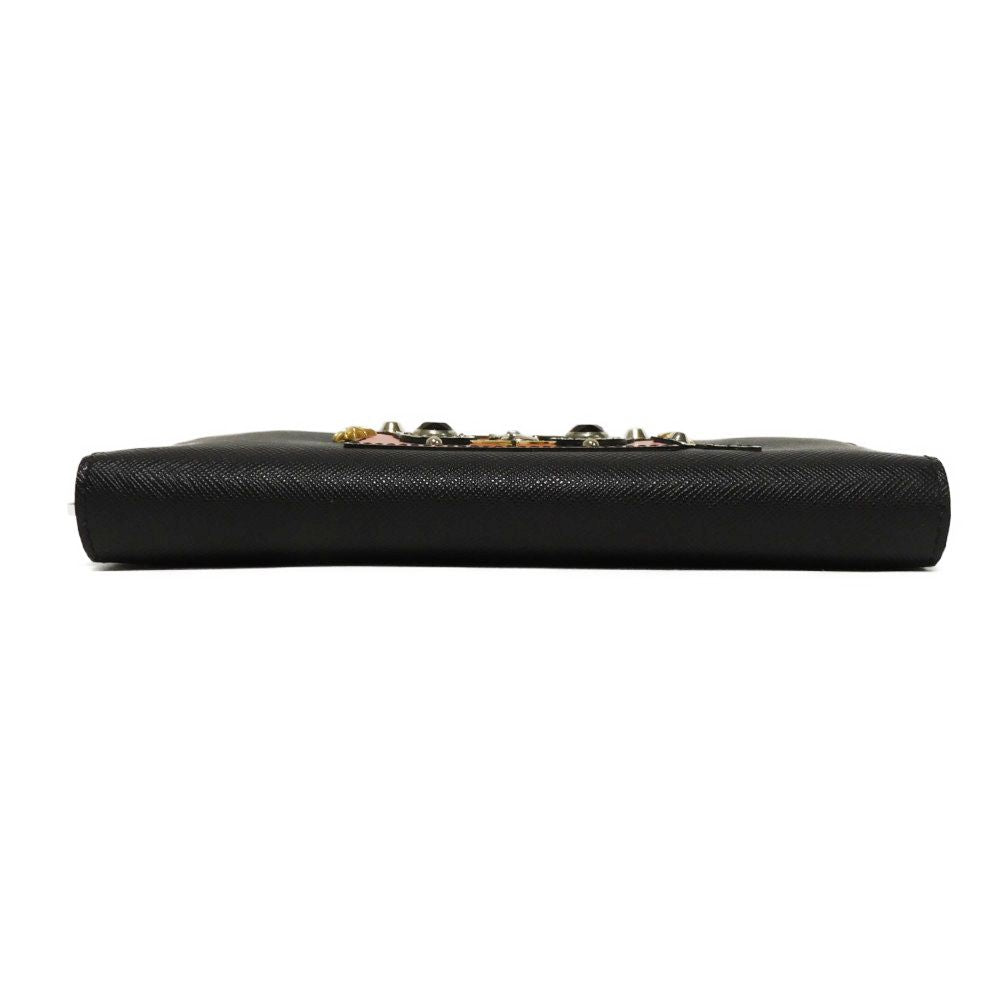 PRADA Long Wallet Purse Safiano leather (stamped) Nero logo Saffiano Robot Zip-Around Wallet