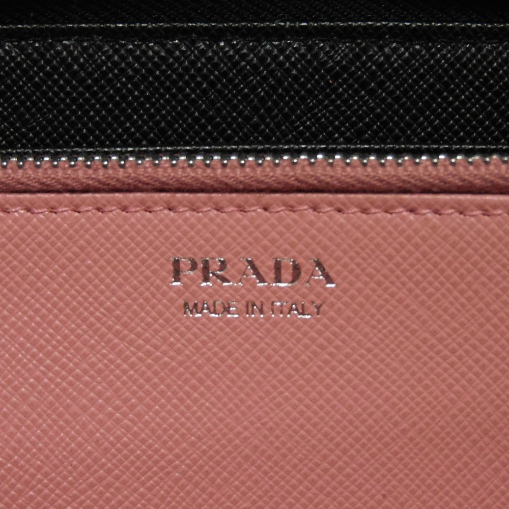 PRADA Long Wallet Purse Safiano leather (stamped) Nero logo Saffiano Robot Zip-Around Wallet