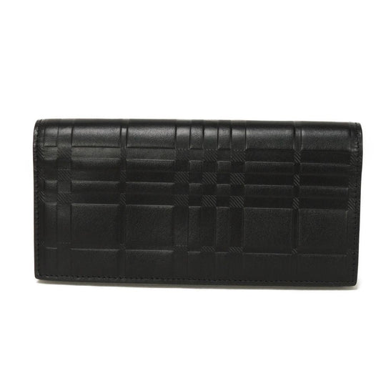 BURBERRY Long Wallet Purse 8054850 Smooth Calfskin Leather black Logo foil stamping Embossed Check Continental Wallet