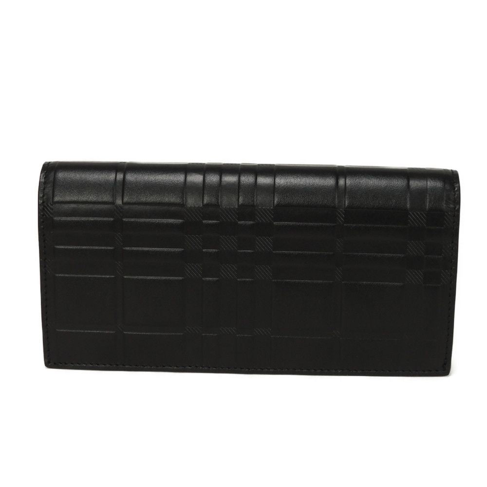 BURBERRY Long Wallet Purse 8054850 Smooth Calfskin Leather black Logo foil stamping Embossed Check Continental Wallet