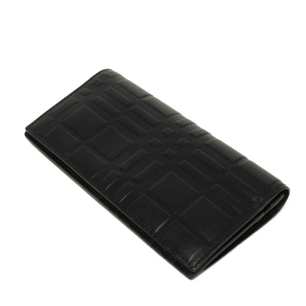 BURBERRY Long Wallet Purse 8054850 Smooth Calfskin Leather black Logo foil stamping Embossed Check Continental Wallet