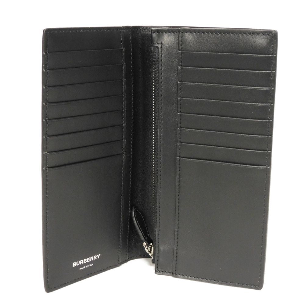 BURBERRY Long Wallet Purse 8054850 Smooth Calfskin Leather black Logo foil stamping Embossed Check Continental Wallet