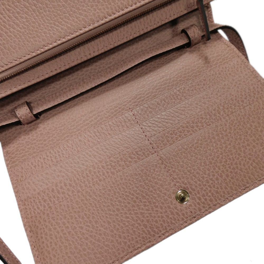 GUCCI Shoulder Bag 368231 Calf leather (embossed) Soft pink Logo foil stamping Swing Shoulder Wallet