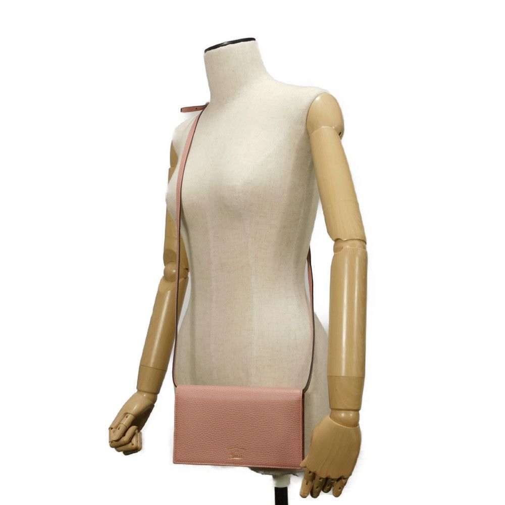 GUCCI Shoulder Bag 368231 Calf leather (embossed) Soft pink Logo foil stamping Swing Shoulder Wallet
