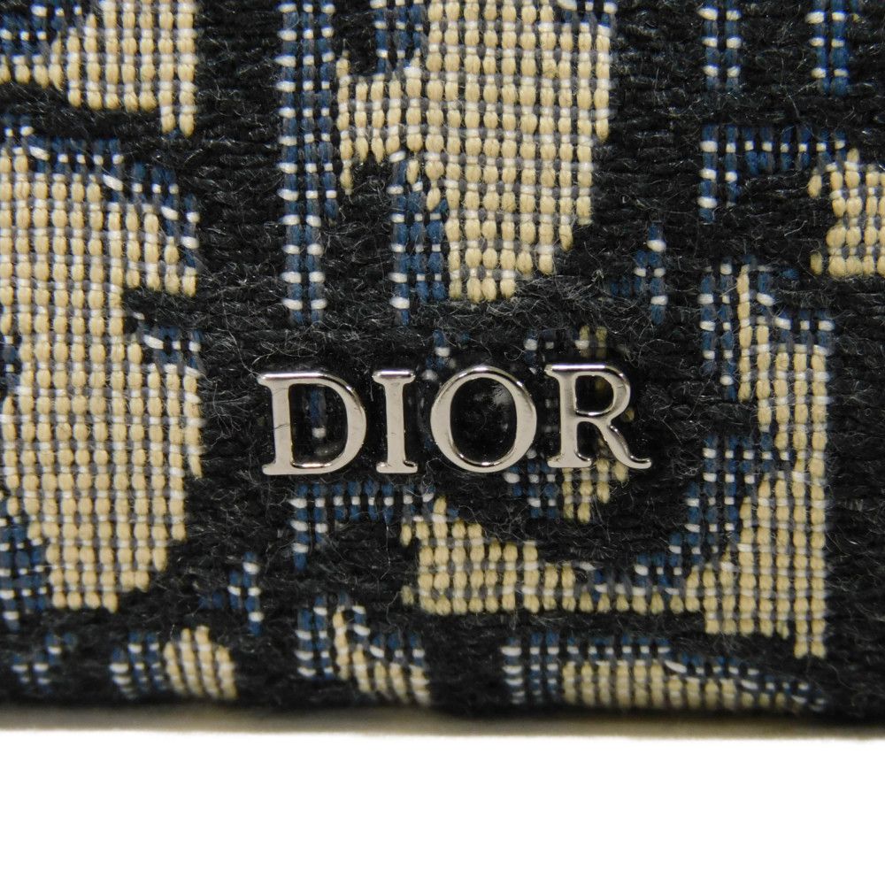Dior Coin case 2ESCP050YSE_H27E Jacquard canvas x smooth calf leather Beige x black x navy Oblique jacquard Zip Small
