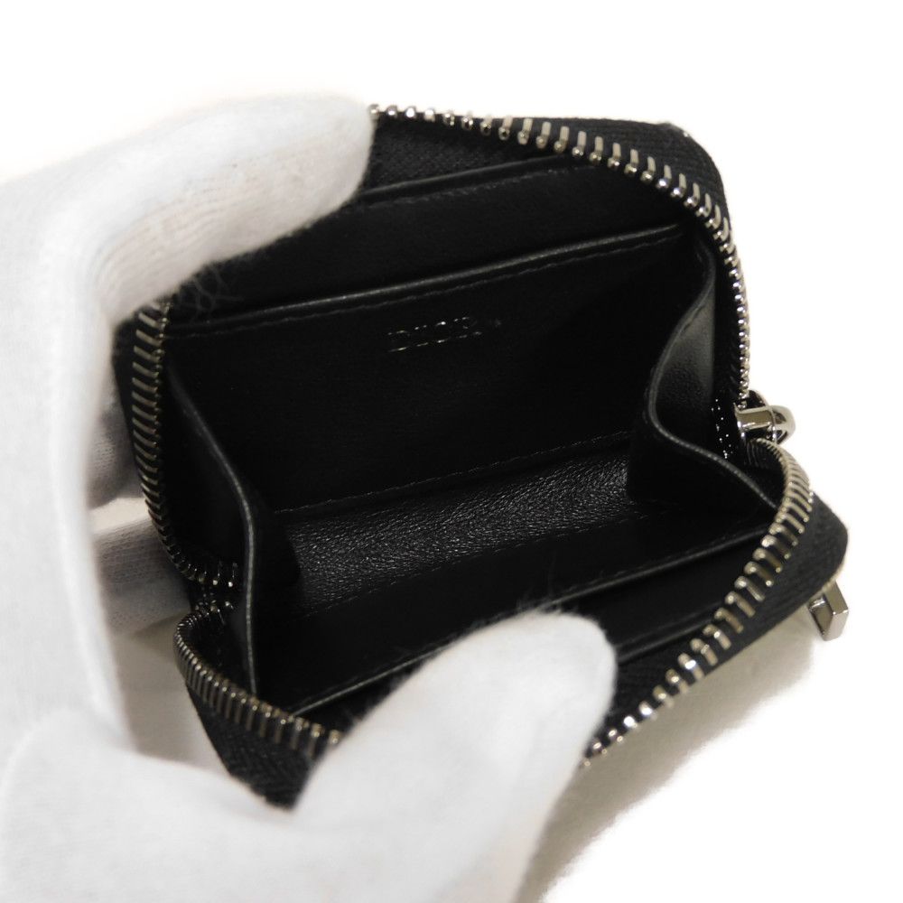 Dior Coin case 2ESCP050YSE_H27E Jacquard canvas x smooth calf leather Beige x black x navy Oblique jacquard Zip Small
