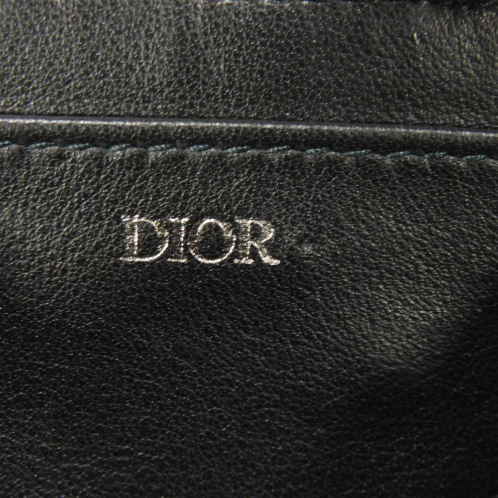 Dior Coin case 2ESCP050YSE_H27E Jacquard canvas x smooth calf leather Beige x black x navy Oblique jacquard Zip Small