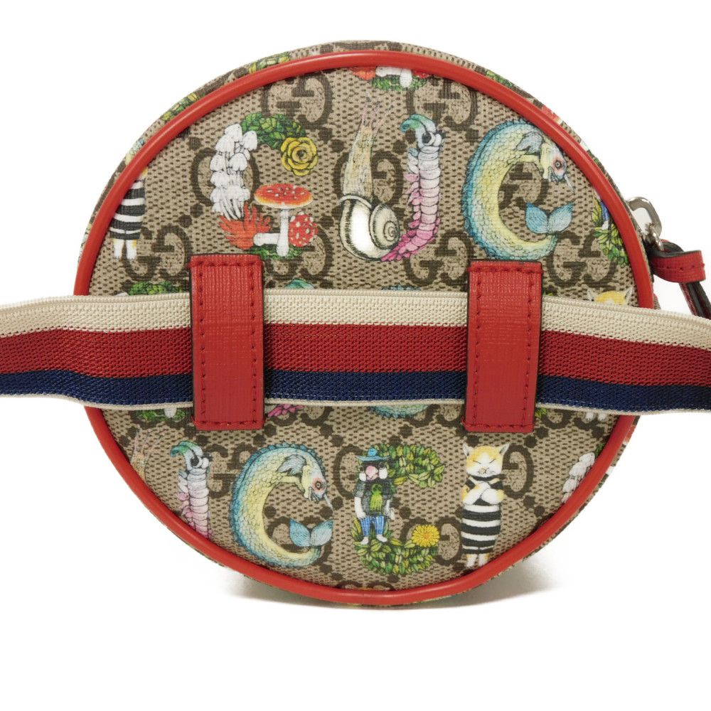 GUCCI Sling bag 502330 GG Supreme canvas (Higuchi Yuko print) x calf leather beige Yuko Higuchi Children's GG Supreme Round Mini Waist Pouch