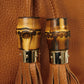 GUCCI Tote Bag 354666 Calf leather (embossed) Brown charm Bamboo Tassel Large Tote