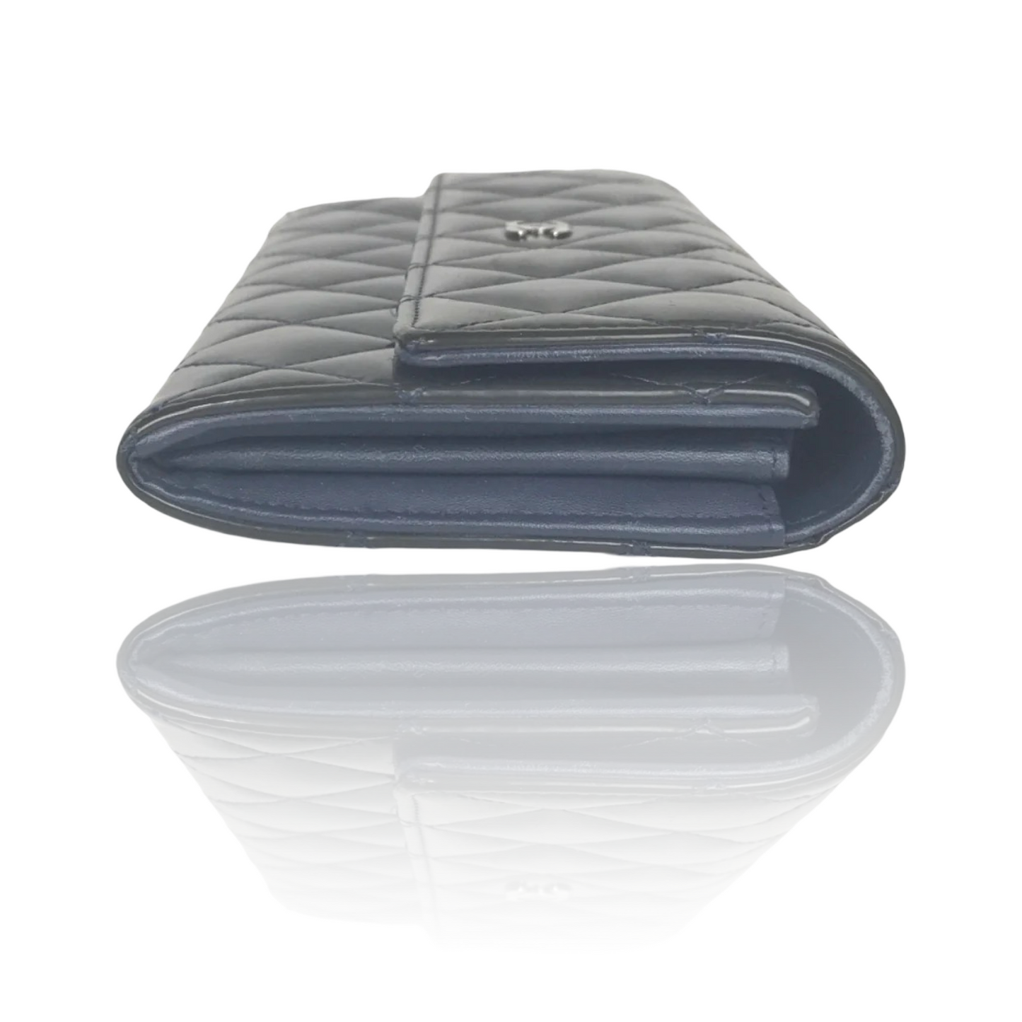 CHANEL PATENT MATELASSE QUILTED WALLET