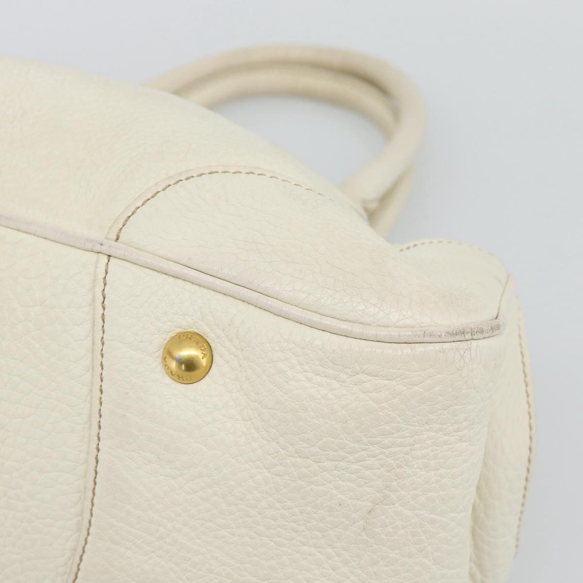 PRADA Hand Bag Vitello Daino Leather White Gold