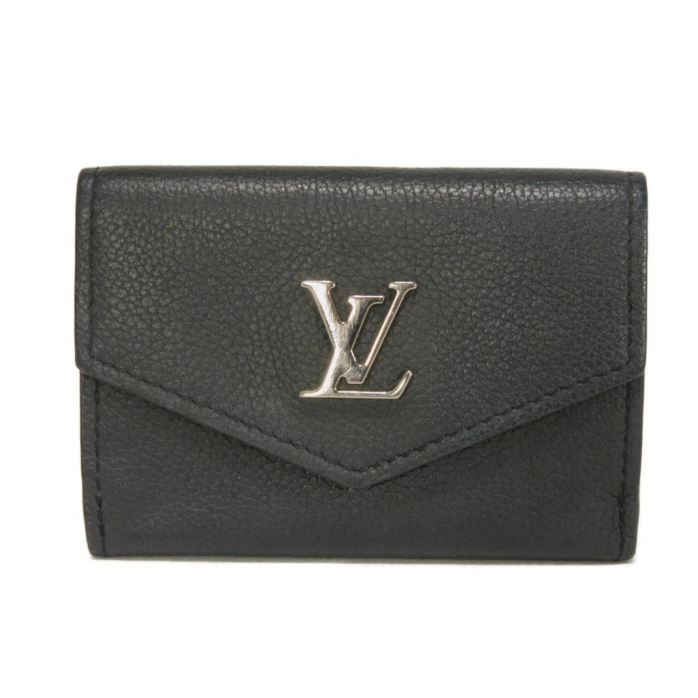 LOUIS VUITTON Tri-fold wallet M63921 Grain calf leather (embossed) Noir LV logo Portefeuille Rock Mini