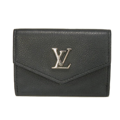 LOUIS VUITTON Tri-fold wallet M63921 Grain calf leather (embossed) Noir LV logo Portefeuille Rock Mini