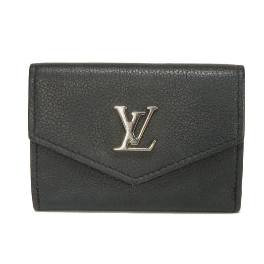 LOUIS VUITTON Tri-fold wallet M63921 Grain calf leather (embossed) Noir LV logo Portefeuille Rock Mini