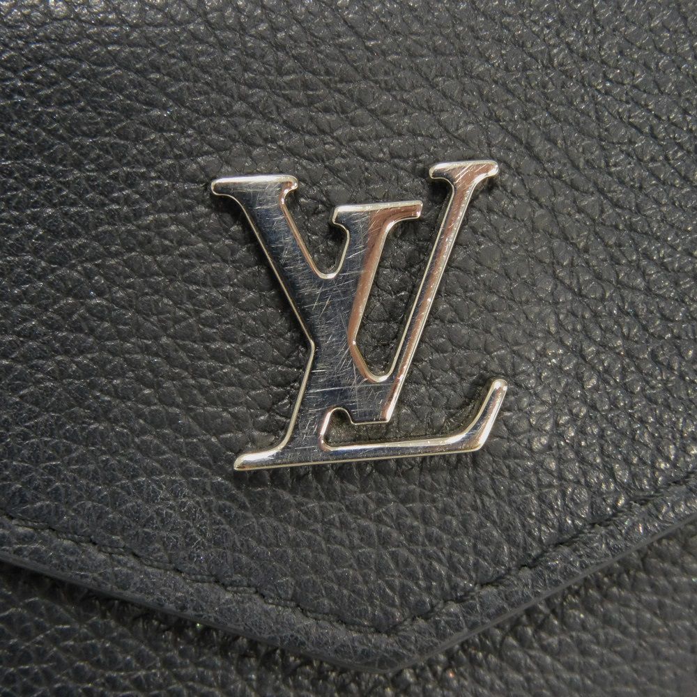 LOUIS VUITTON Tri-fold wallet M63921 Grain calf leather (embossed) Noir LV logo Portefeuille Rock Mini