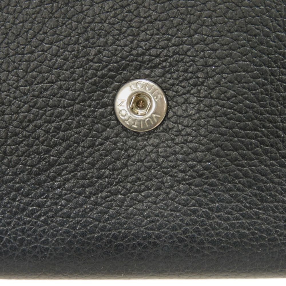 LOUIS VUITTON Tri-fold wallet M63921 Grain calf leather (embossed) Noir LV logo Portefeuille Rock Mini