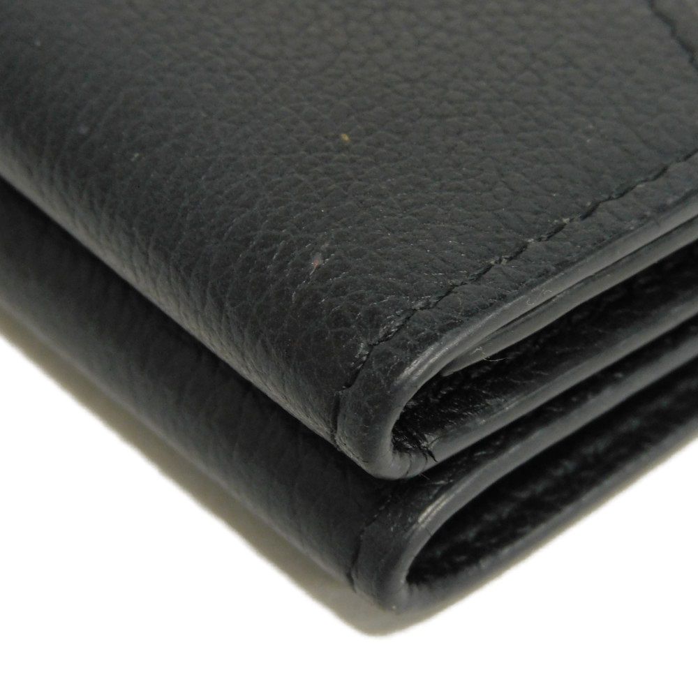 LOUIS VUITTON Tri-fold wallet M63921 Grain calf leather (embossed) Noir LV logo Portefeuille Rock Mini