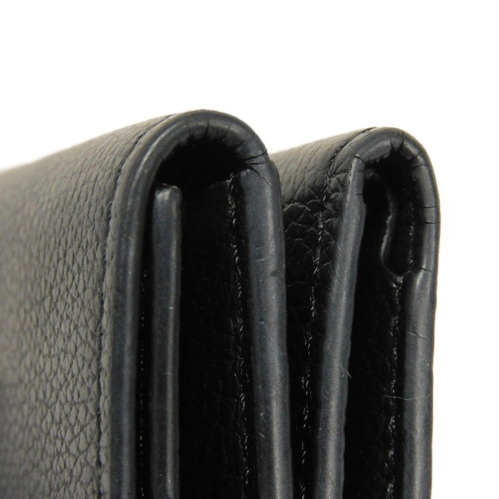 LOUIS VUITTON Tri-fold wallet M63921 Grain calf leather (embossed) Noir LV logo Portefeuille Rock Mini