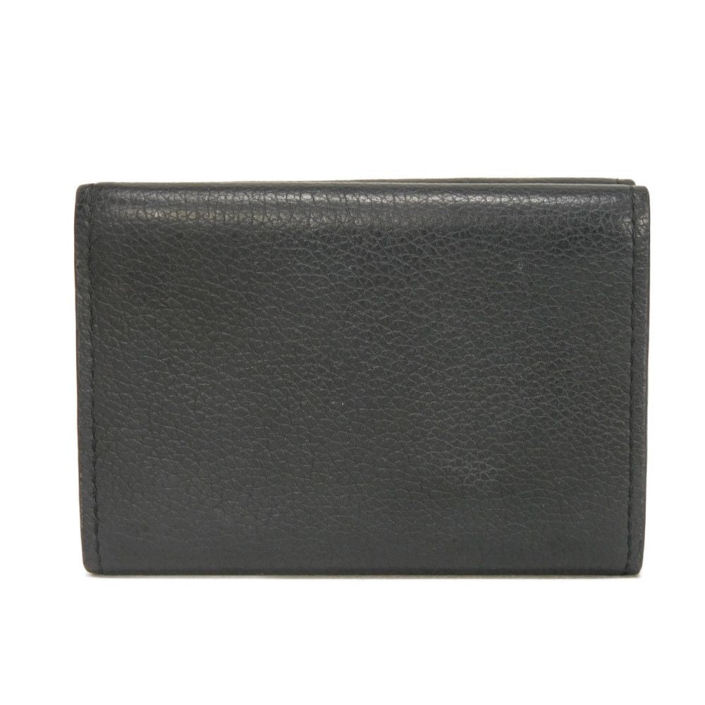 LOUIS VUITTON Tri-fold wallet M63921 Grain calf leather (embossed) Noir LV logo Portefeuille Rock Mini