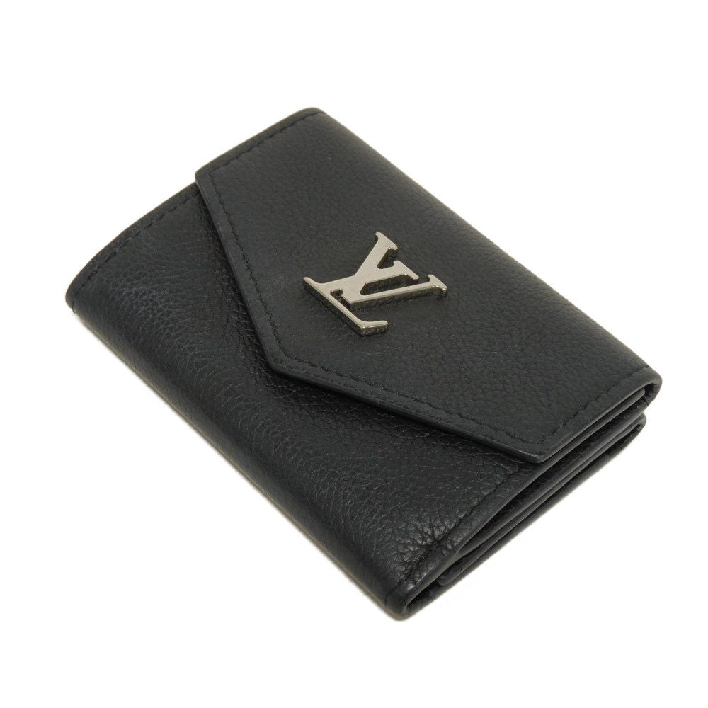 LOUIS VUITTON Tri-fold wallet M63921 Grain calf leather (embossed) Noir LV logo Portefeuille Rock Mini