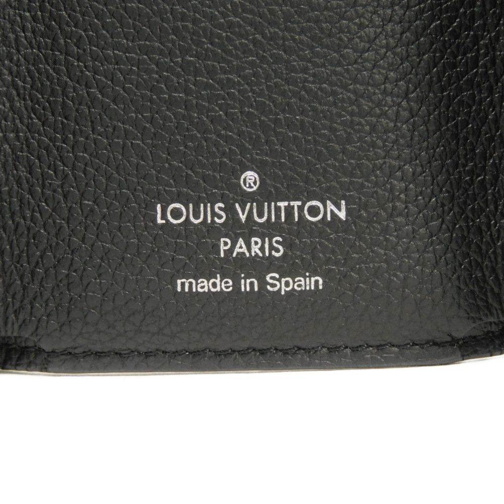 LOUIS VUITTON Tri-fold wallet M63921 Grain calf leather (embossed) Noir LV logo Portefeuille Rock Mini