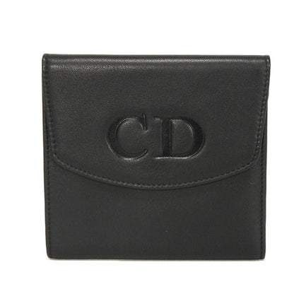 Dior Tri-fold wallet Smooth Calfskin Leather black CD logo trifold wallet