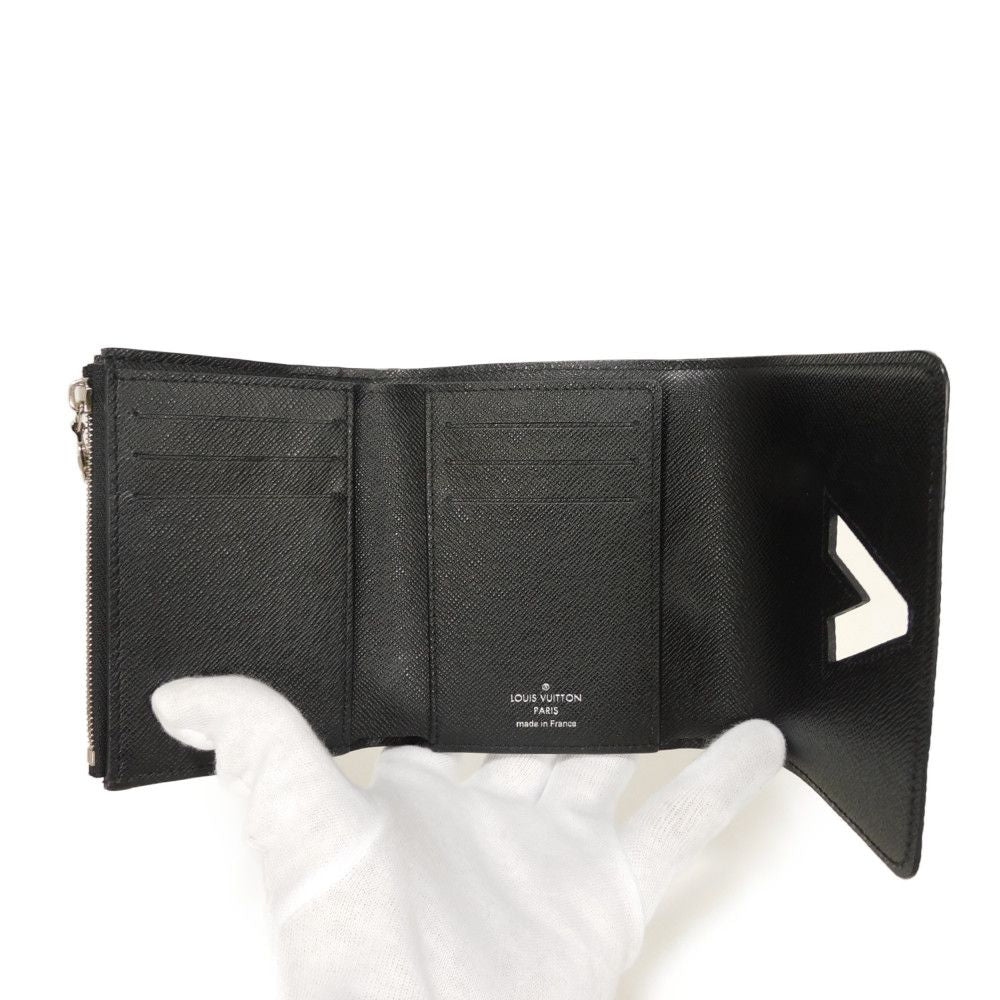 LOUIS VUITTON Tri-fold wallet M63322 Epi Leather x grain leather Noir Epi Portefeuille Twist Compact