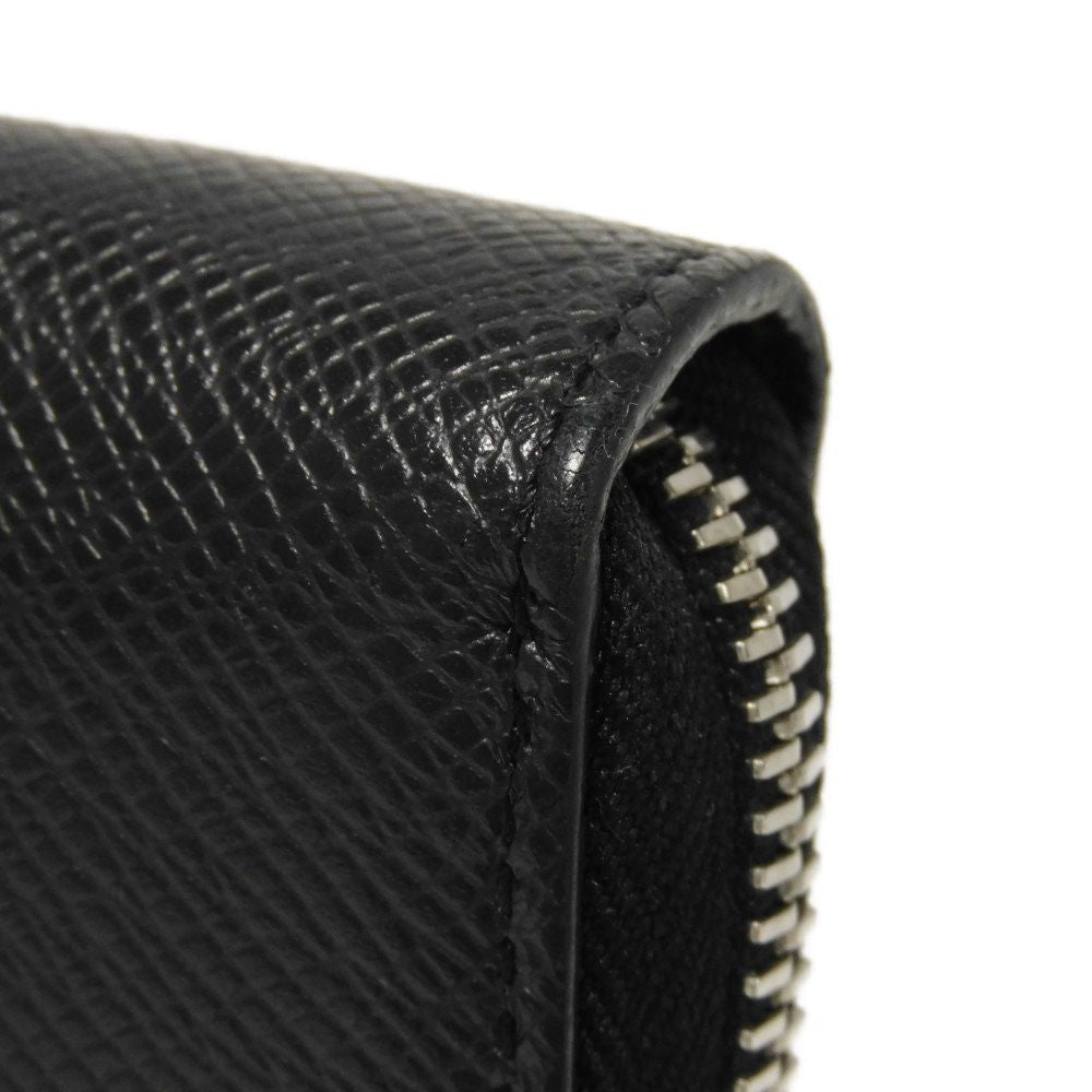 LOUIS VUITTON Long Wallet Purse M30056 Taiga leather (stamped) black Taiga Zippy Organizer NM