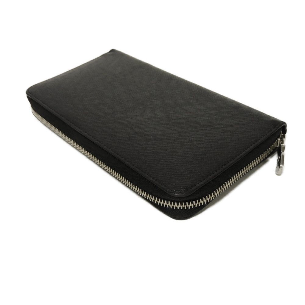 LOUIS VUITTON Long Wallet Purse M30056 Taiga leather (stamped) black Taiga Zippy Organizer NM