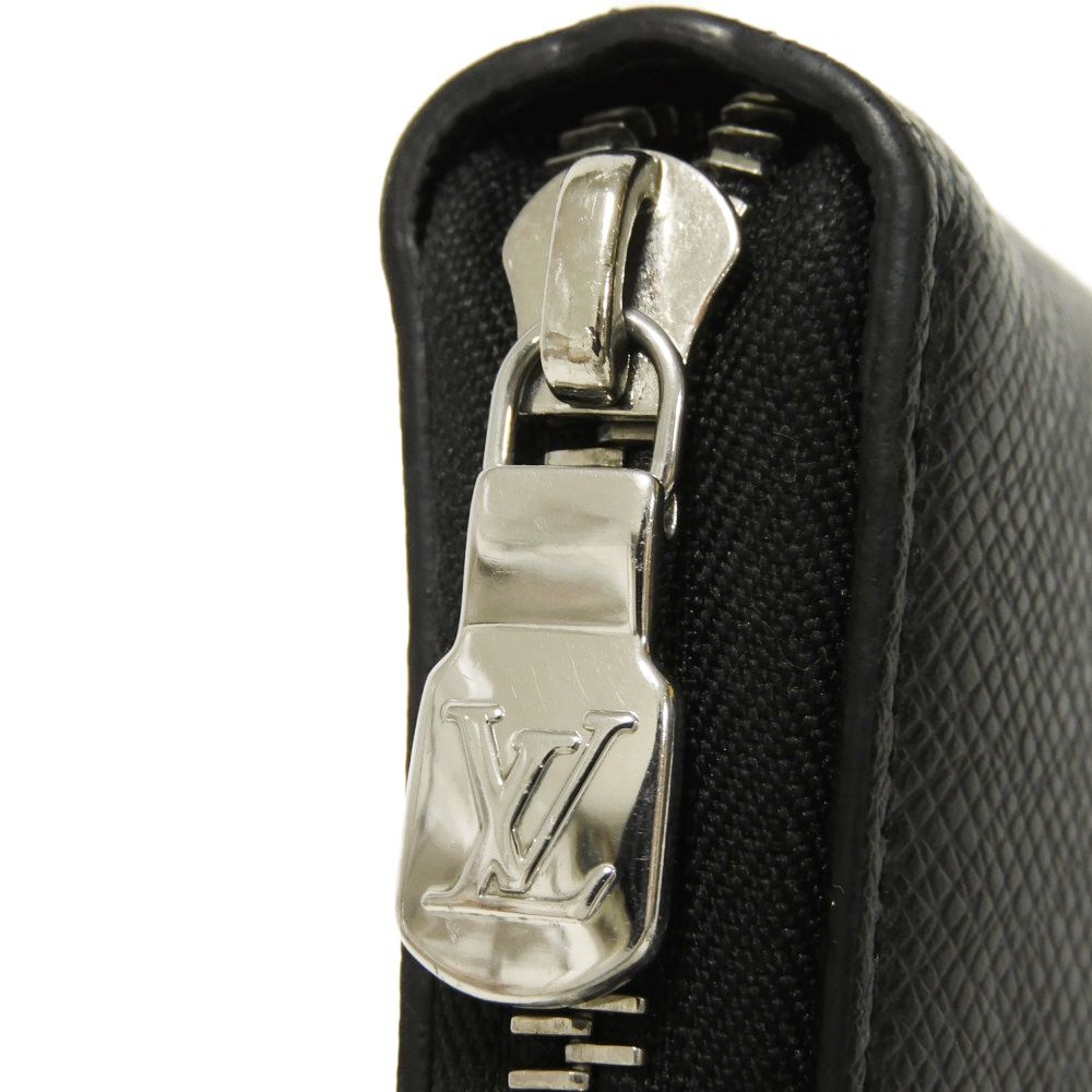 LOUIS VUITTON Long Wallet Purse M30056 Taiga leather (stamped) black Taiga Zippy Organizer NM
