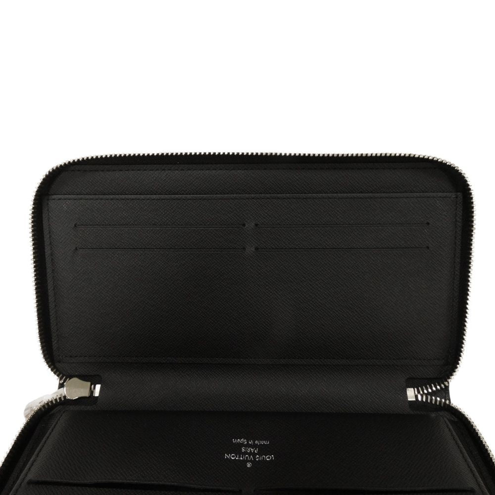 LOUIS VUITTON Long Wallet Purse M30056 Taiga leather (stamped) black Taiga Zippy Organizer NM