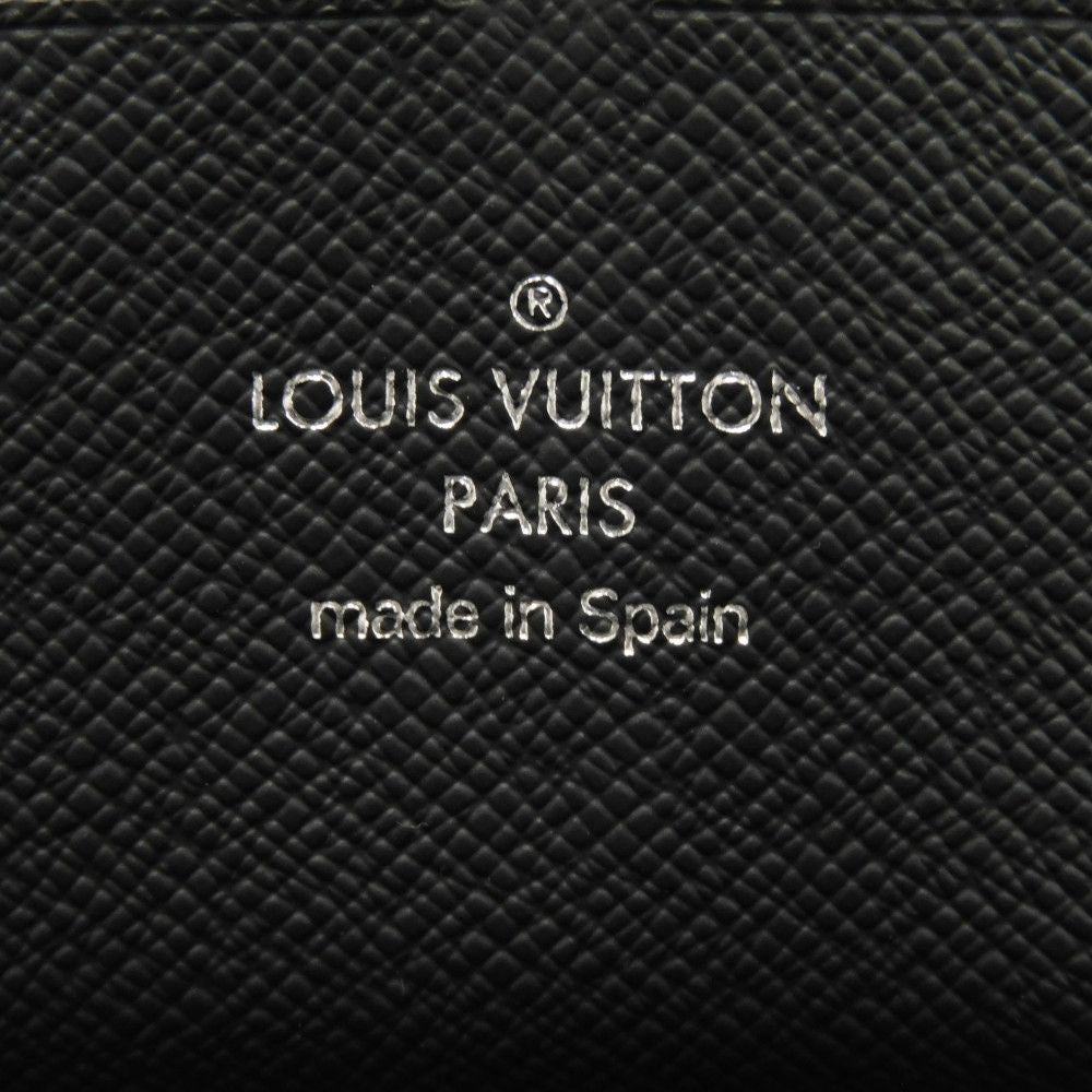 LOUIS VUITTON Long Wallet Purse M30056 Taiga leather (stamped) black Taiga Zippy Organizer NM