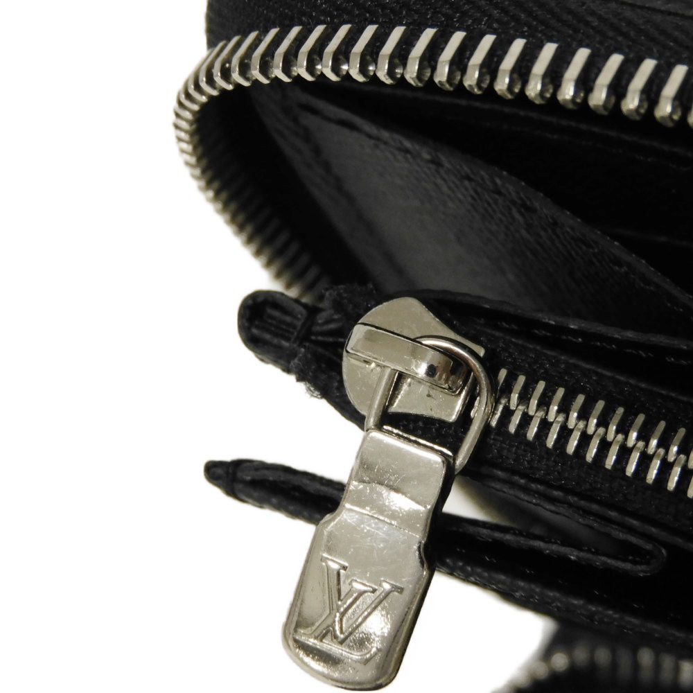 LOUIS VUITTON Long Wallet Purse M30056 Taiga leather (stamped) black Taiga Zippy Organizer NM