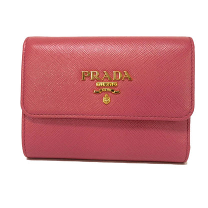 PRADA Tri-fold wallet 1MH025 QWA F0505 Safiano leather (stamped) Rose pink logo metal Saffiano compact wallet