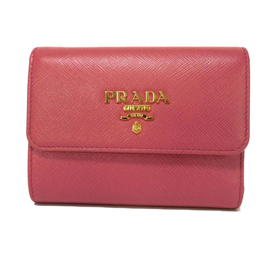 PRADA Tri-fold wallet 1MH025 QWA F0505 Safiano leather (stamped) Rose pink logo metal Saffiano compact wallet