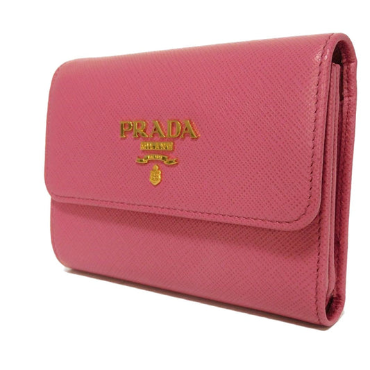 PRADA Tri-fold wallet 1MH025 QWA F0505 Safiano leather (stamped) Rose pink logo metal Saffiano compact wallet