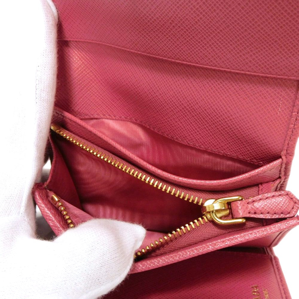 PRADA Tri-fold wallet 1MH025 QWA F0505 Safiano leather (stamped) Rose pink logo metal Saffiano compact wallet