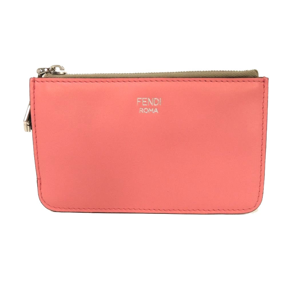 FENDI Coin case 8AP161 ALWA F1L2E Smooth calf leather x grain leather (embossed) Pink Dahlia logo FF Diamond Fragment Case