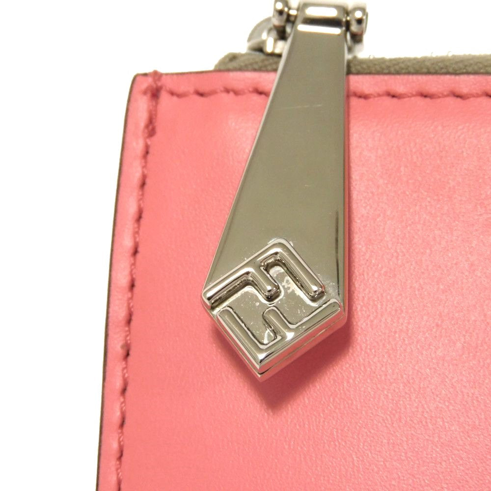 FENDI Coin case 8AP161 ALWA F1L2E Smooth calf leather x grain leather (embossed) Pink Dahlia logo FF Diamond Fragment Case