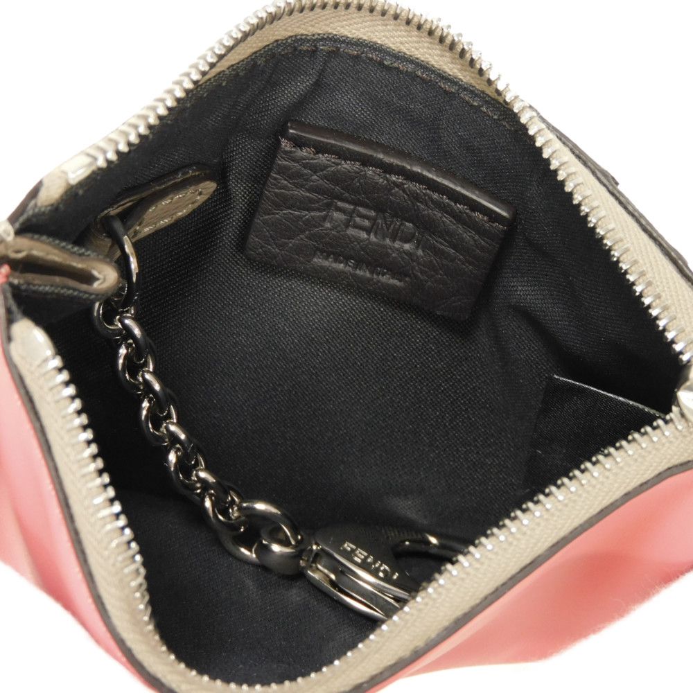 FENDI Coin case 8AP161 ALWA F1L2E Smooth calf leather x grain leather (embossed) Pink Dahlia logo FF Diamond Fragment Case