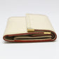 LOUIS VUITTON Long Wallet Purse M91839 Goat leather white Trifold purse Suhari Porto Tresol International Bron Women Used Authentic