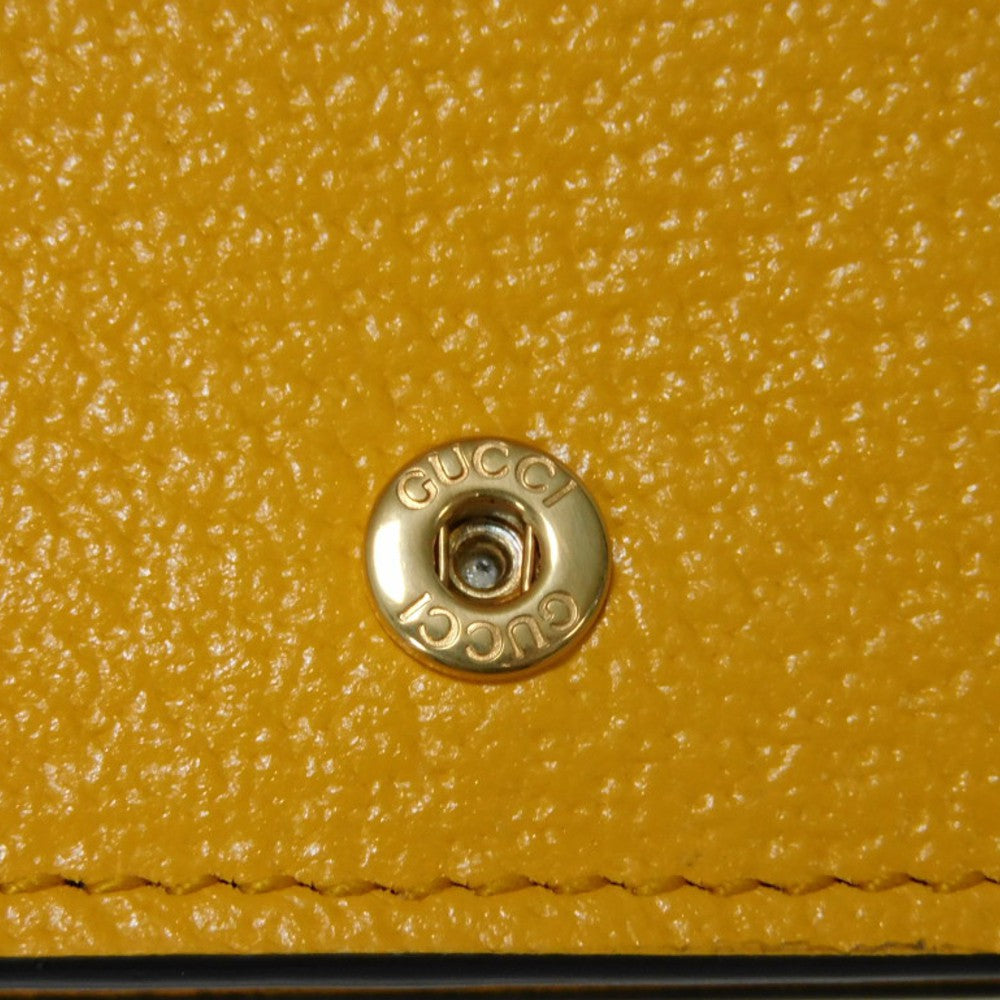GUCCI Bifold Wallet 702248 DJ24G 7673 Textured leather yellow Adidas Horsebit Shoulder Compact Wallet Women(Unisex) Used Authentic