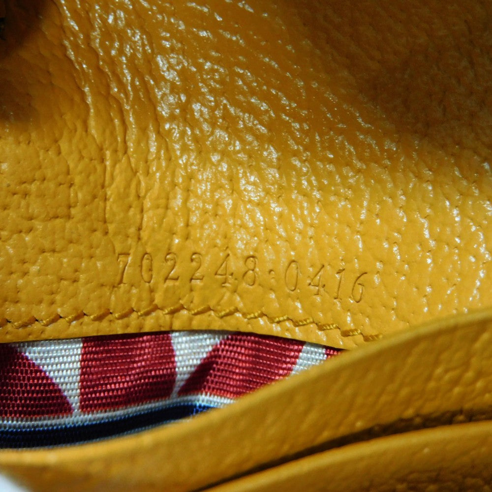 GUCCI Bifold Wallet 702248 DJ24G 7673 Textured leather yellow Adidas Horsebit Shoulder Compact Wallet Women(Unisex) Used Authentic