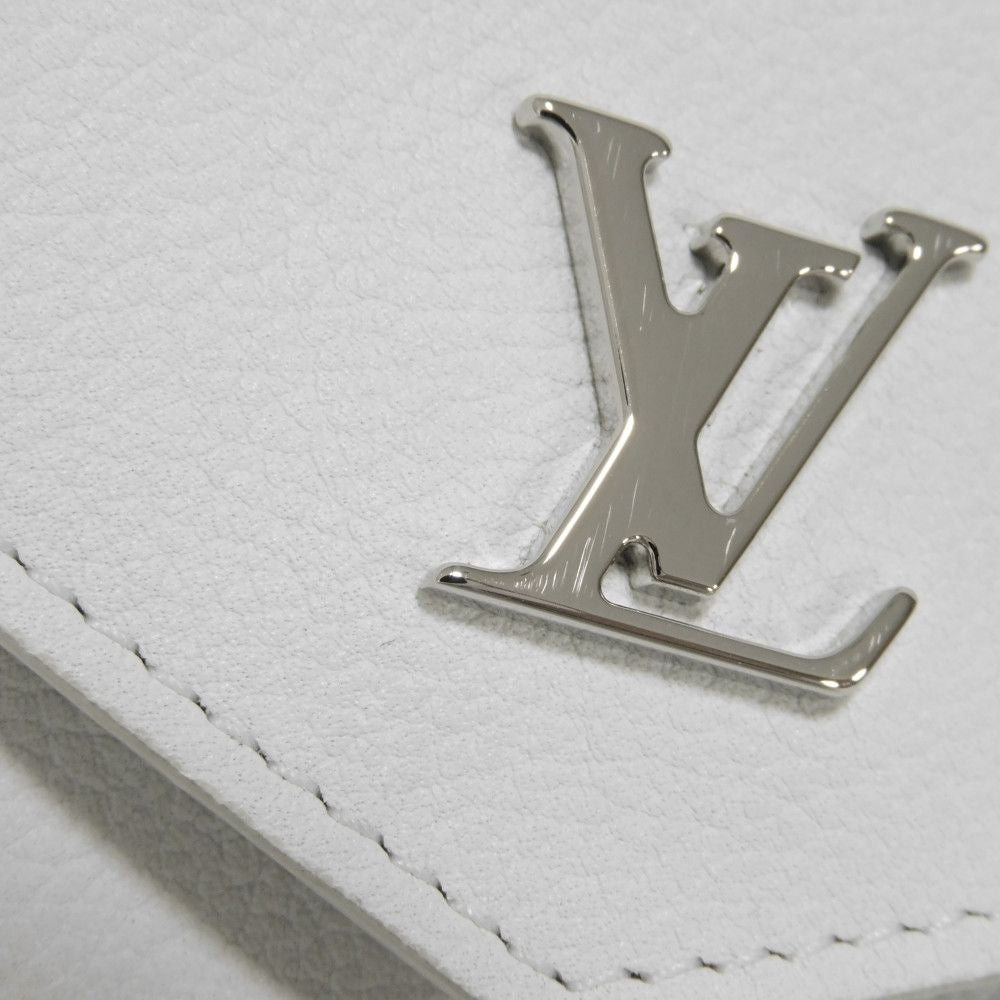 LOUIS VUITTON Tri-fold wallet M68482 Grain calf leather (embossed) snow LV logo Portefeuille Rock Mini
