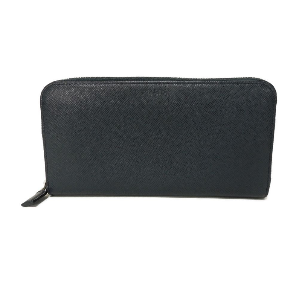 PRADA Long Wallet Purse 2ML317 PN9 F0216 Safiano leather (stamped) Navy Logo embossing Saffiano zip around wallet