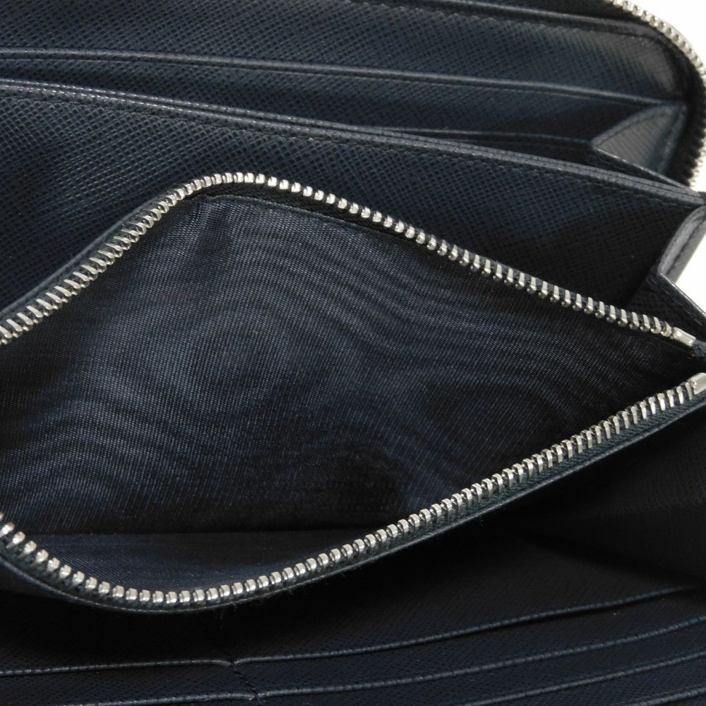 PRADA Long Wallet Purse 2ML317 PN9 F0216 Safiano leather (stamped) Navy Logo embossing Saffiano zip around wallet