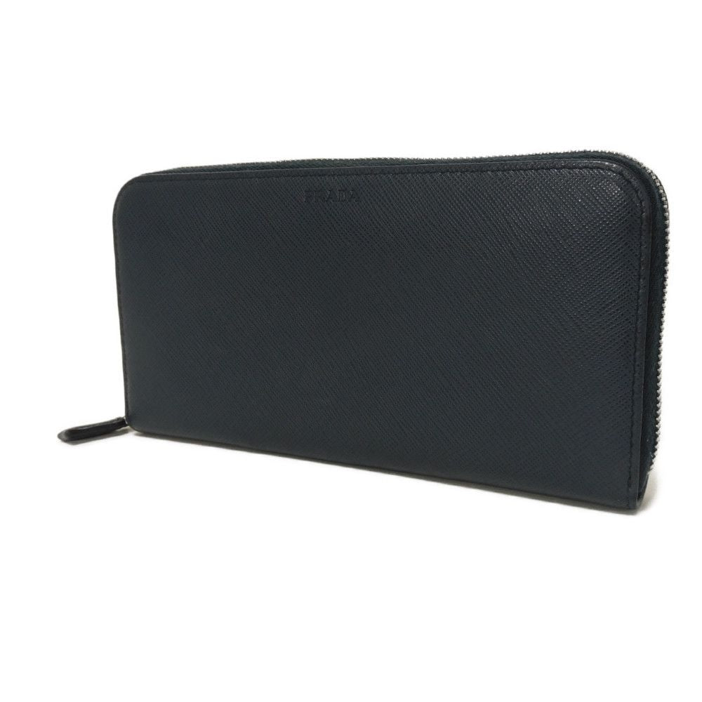 PRADA Long Wallet Purse 2ML317 PN9 F0216 Safiano leather (stamped) Navy Logo embossing Saffiano zip around wallet