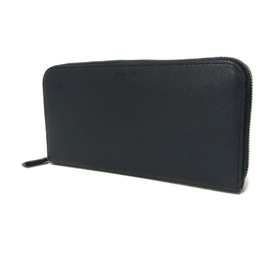 PRADA Long Wallet Purse 2ML317 PN9 F0216 Safiano leather (stamped) Navy Logo embossing Saffiano zip around wallet