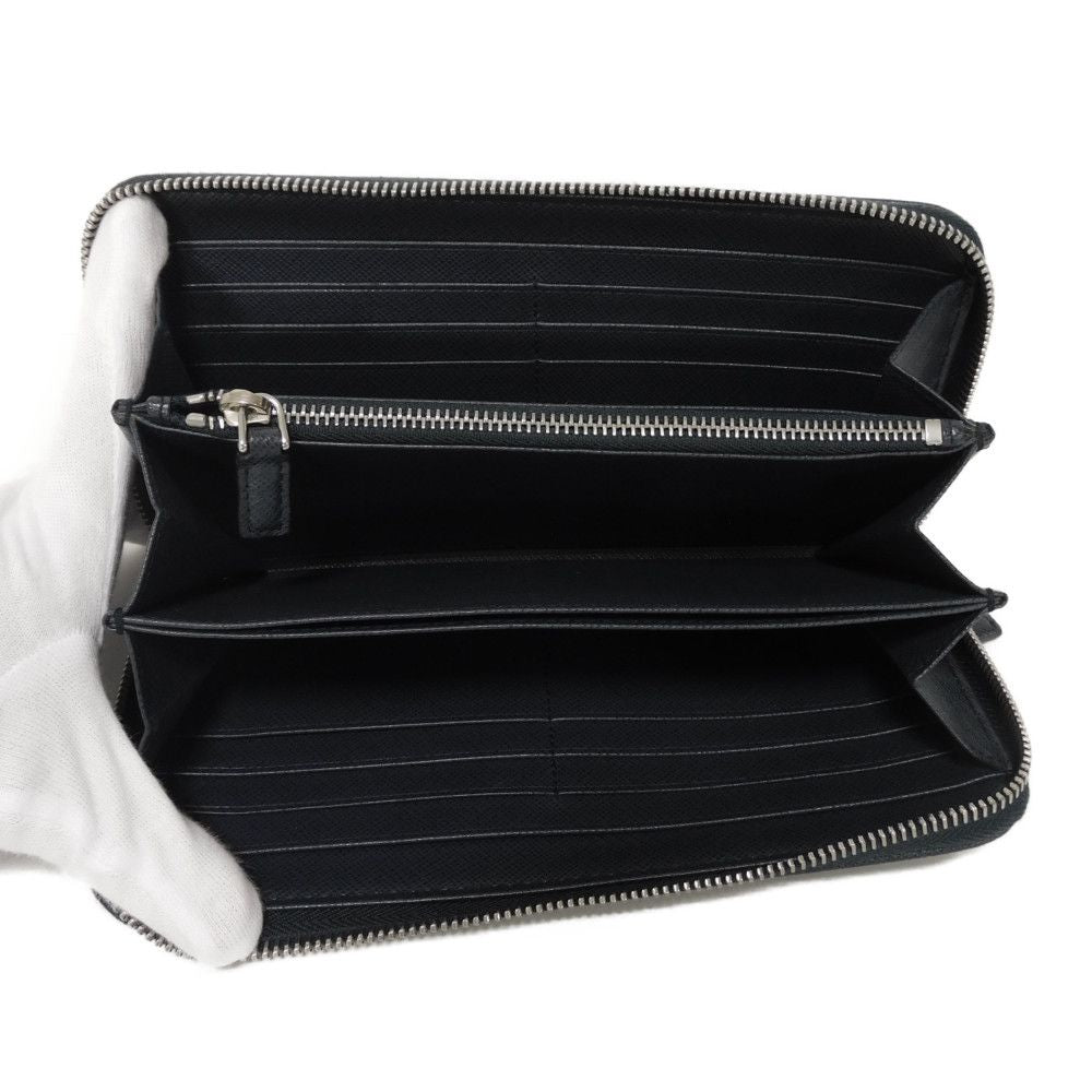 PRADA Long Wallet Purse 2ML317 PN9 F0216 Safiano leather (stamped) Navy Logo embossing Saffiano zip around wallet